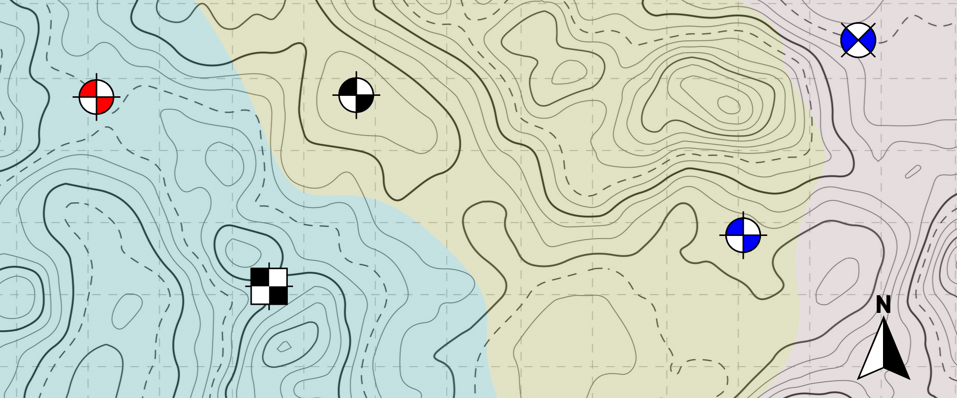 Contour map with borehole positions