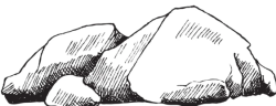 Pen line drawing of rocks